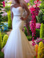 Trumpet Mermaid Sweetheart Court Train Tulle Wedding Dresses With Beading