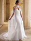 Trumpet Mermaid Sweetheart Sweep Train Chiffon Wedding Dresses with Appliques Lace