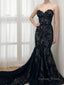 Trumpet Mermaid Sweetheart Sweep Train Lace Wedding Dresses with Appliques Lace