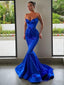 Trumpet Mermaid Sweetheart Sweep Train Silk like Satin Prom Dresses With Belt Sash