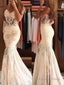Trumpet Mermaid Sweetheart Sweep Train Tulle Prom Dresses With Appliques Lace