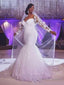 Trumpet Mermaid Sweetheart Sweep Train Tulle Wedding Dresses With Appliques Lace