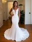 Trumpet Mermaid V Neck Chapel Train Charmeuse Wedding Dresses