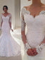 Trumpet Mermaid V Neck Court Train Tulle Wedding Dresses With Appliques Lace