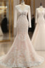 Trumpet Mermaid V Neck Long Sleeves Applique With Rhinestone Tulle Floor Length Wedding Dresses