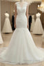 Trumpet Mermaid V Neck Sleeveless Applique With Sequin Tulle Court Train Wedding Dresses