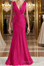 Trumpet Mermaid V Neck Sweep Train Jersey Bridesmaid Dresses