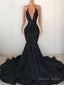 Trumpet Mermaid V Neck Sweep Train Prom Dresses With Appliques Lace
