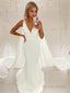 Trumpet Mermaid V Neck Sweep Train Stretch Crepe Wedding Dresses