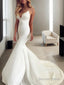 Trumpet Mermaid V Neck Sweep Train Stretch Crepe Wedding Dresses