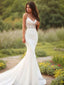 Trumpet Mermaid V Neck Sweep Train Stretch Crepe Wedding Dresses