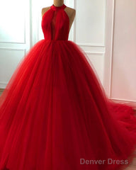 Tulle Ball Gown Halter Dresses For Weddings