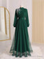 Tulle Beaded Prom Dresses Long Sleeve Prom Gowns