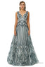 Tulle Deep V Neck Beading Prom Dresses