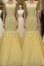 Tulle Lace Appliques Mermaid Prom Dresses Spaghetti Straps