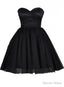 Tulle Little Black Dress, Sweetheart Simple Short Prom Dresses