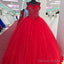 Tulle Scoop Neck Crystal Beaded Bodice Ball Gown Flower Wedding Dresses