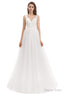 Tulle V Neck Appliques Wedding Dresses