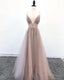 Tulle V Neckline Straps Beaded Low Back Long Prom Dress Tulle Prom Dress shops