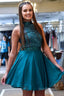 Turquoise Halter Open Back Short Homecoming Dresses with Sequins