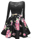 Two Piece Floral Cocktail Prom Dresses