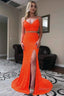 Two Piece Mermaid Sequins Prom Dresses with Slit