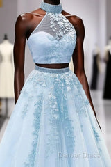 Two Piece Prom Dresses Ball Gown Appliques Beaded