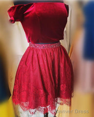 Two Piece Velvet And Lace Homecoming Dresses