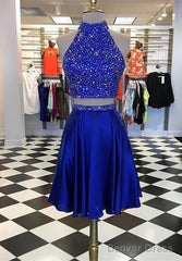 Two Pieces Short Homecoming Dresses With Beading