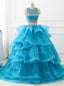 Two Pieces Sweet Princess Dress Prom Dresses with Beaded Ruffles