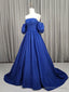Unique Aline Blue Long Prom Dresses, Blue Long Formal Graduation Dresses