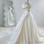 Unique Ball Gowns Off The Shoulder Long White Satin Wedding Dresses