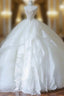 Unique Ball Gowns Strapless Tulle White Long Wedding Dress Brides Dresses