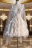 Unique Ball Gowns Straps Sequin Short White Wedding Dress Brides Dresses