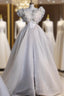 Unique Ball Gown Sweetheart Long Tulle White Wedding Dresses Brides Dresses
