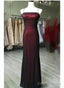 Unique Black And Red Scoop Straps Long Prom Dress, Black And Red Prom Dresses