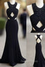 Unique Black Mermaid Long Prom Dress, Black Prom Dresses For Teens