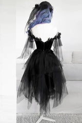Unique Black Off The Shoulder Layered Tulle Homecoming Dresses,Beautiful Prom Dresses