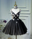 Unique Black Tulle Short Prom Dress, Black Homecoming Dresses