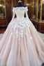 Unique Champagne Lace Tulle Long Wedding Dress, Bridal Dresses