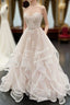 Unique Long A Line Sweetheart Neck Lace Multi-layer Wedding Dresses