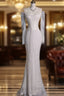 Unique Mermaid Off The Shoulder Long Sleeves Wedding Dress Sequin Brides Dresses