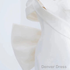 Unique Mermaid Off The Shoulder Long White Satin Wedding Dresses