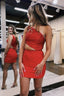 Unique One Shoulder Beads Short Homecoming Dresses Tight