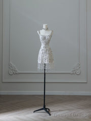 Unique Sheath Spaghetti Straps Silver Wedding Dresses Brides Dress