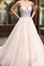 Unique Sweetheart Neck Tulle Lace Applique Long Wedding Dress, Lace Bridal Dresses