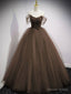 Unique Sweetheart Off Shoulder Lace Long Prom Dress, Tulle Prom Dresses