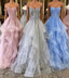Unique sweetheart tulle lace long prom Dress, tulle Prom Dresses