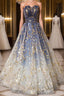 Unique tulle lace long prom Dress tulle Prom Dresses