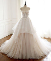 Unique Tulle Lace Long Prom Dress, Tulle Lace Wedding Dress